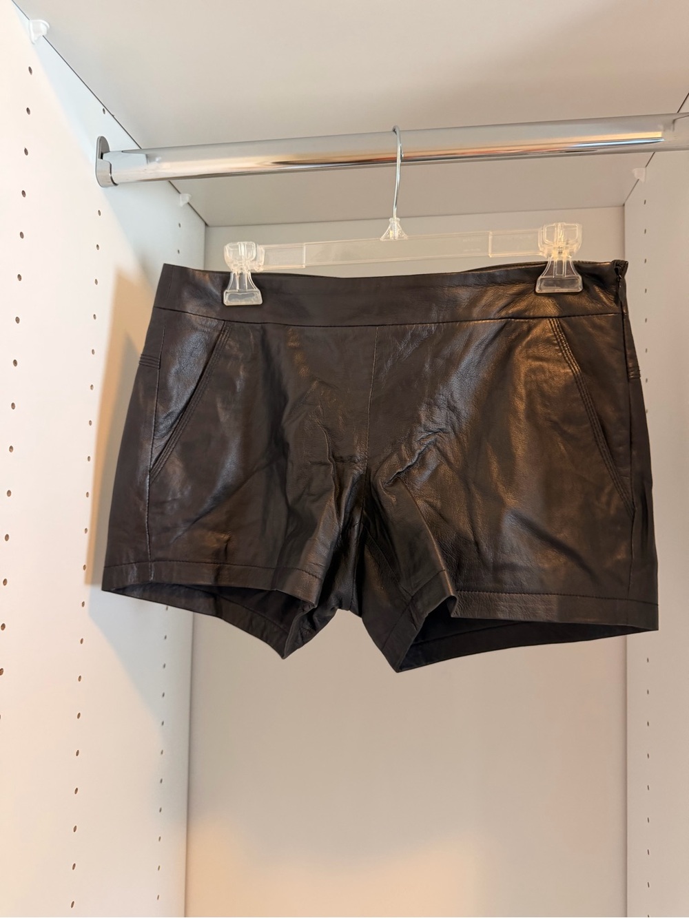 Theory Black Faux Leather High-Waist Women’s Shorts